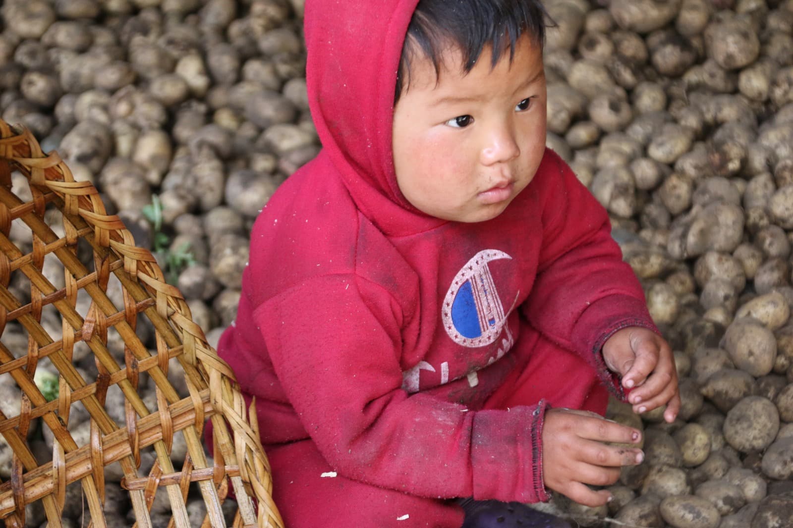 supporting kid with a hand